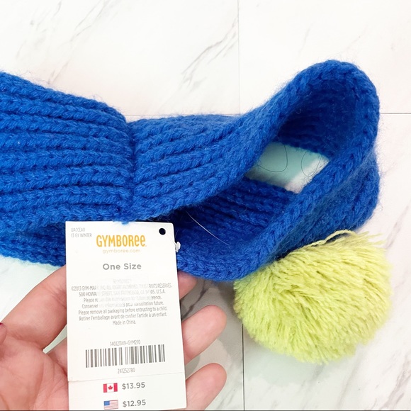 Gymboree Ear-warmer Blue with Green Pom Poms One Size New with Tags - Picture 3 of 3
